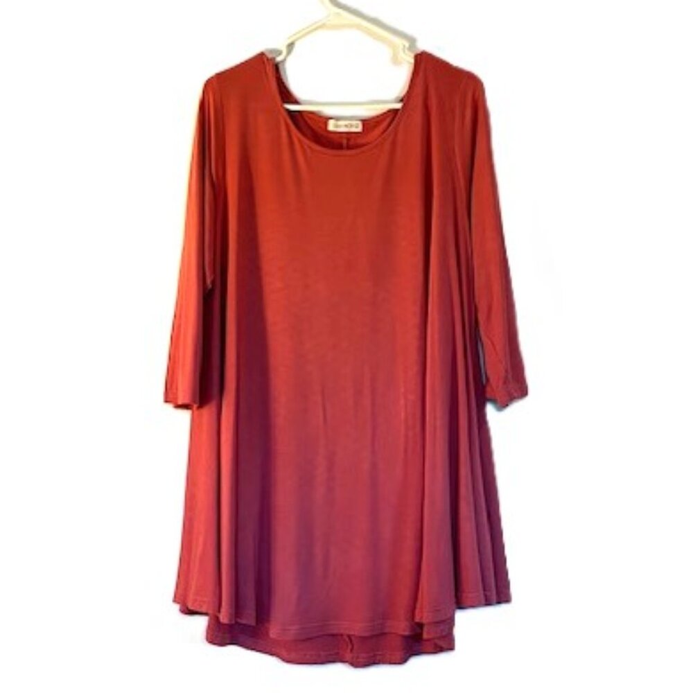Larace Rust Swing Tunic with 3/4 Sleeves
